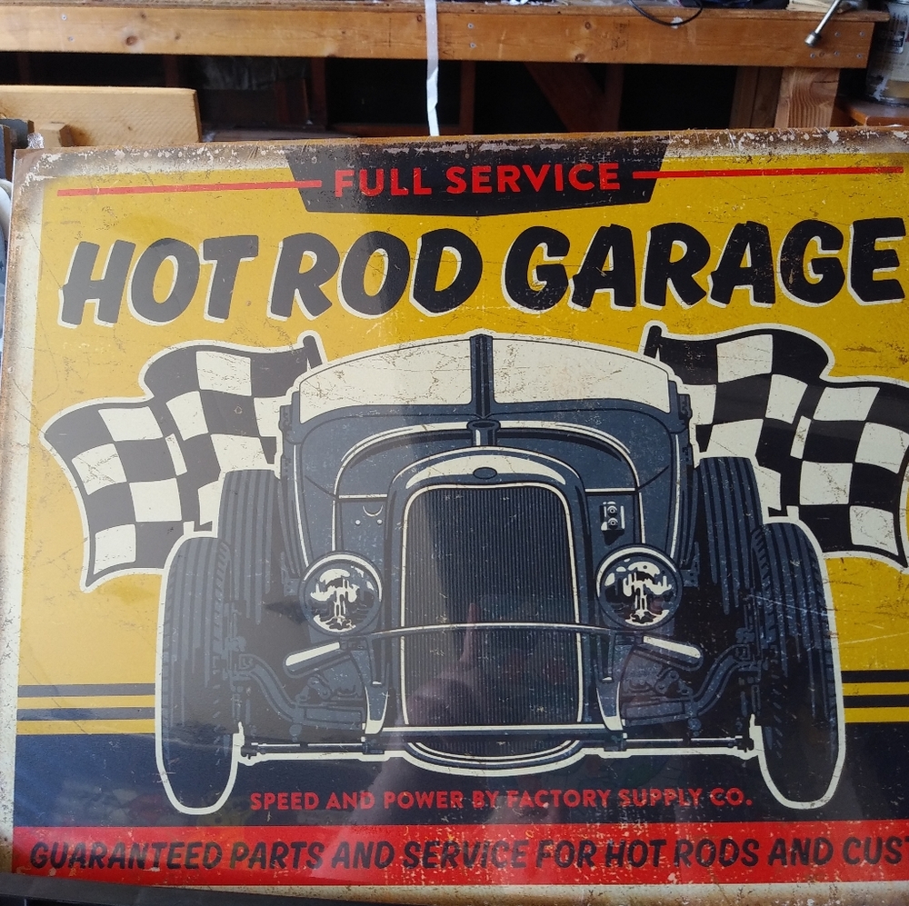 Hot Rod Garage metal sign